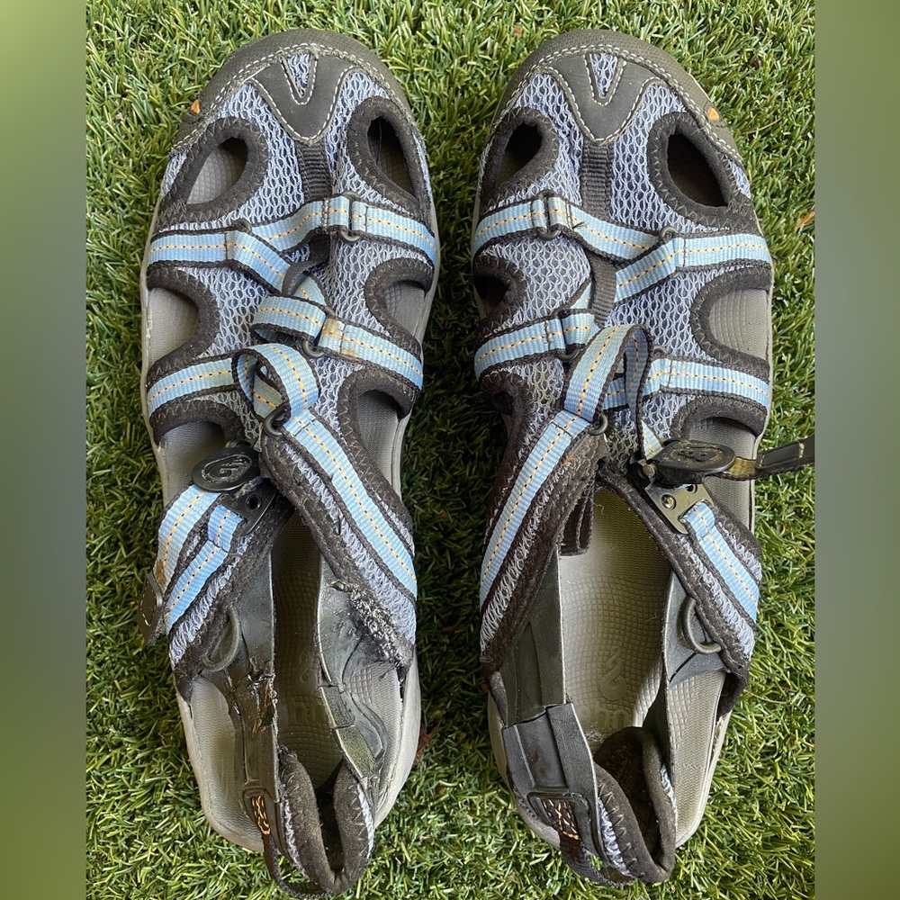 Ahnu Blue and Black Performance Sandals